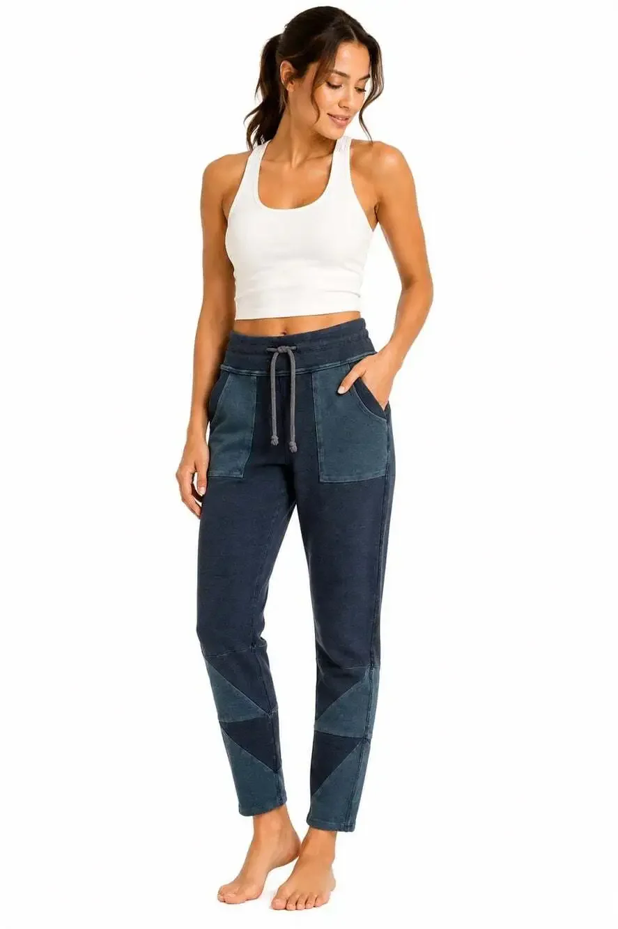 Free People Movement Joggers Womens M Gray Colorblock Drawstring Lounge Pants